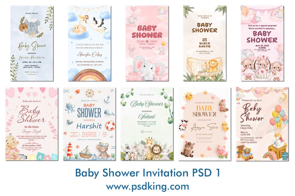 Baby Shower Invitation PSD Template