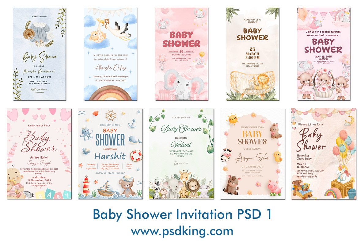 Baby Shower Invitation PSD Template