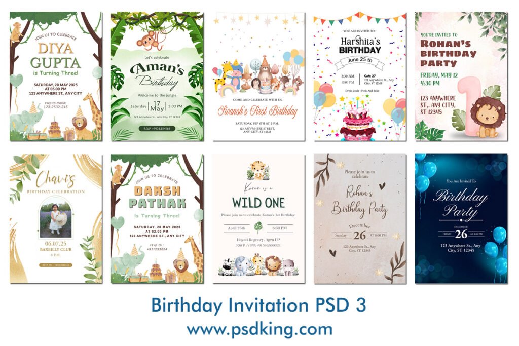 Birthday Invitation PSD Template 3