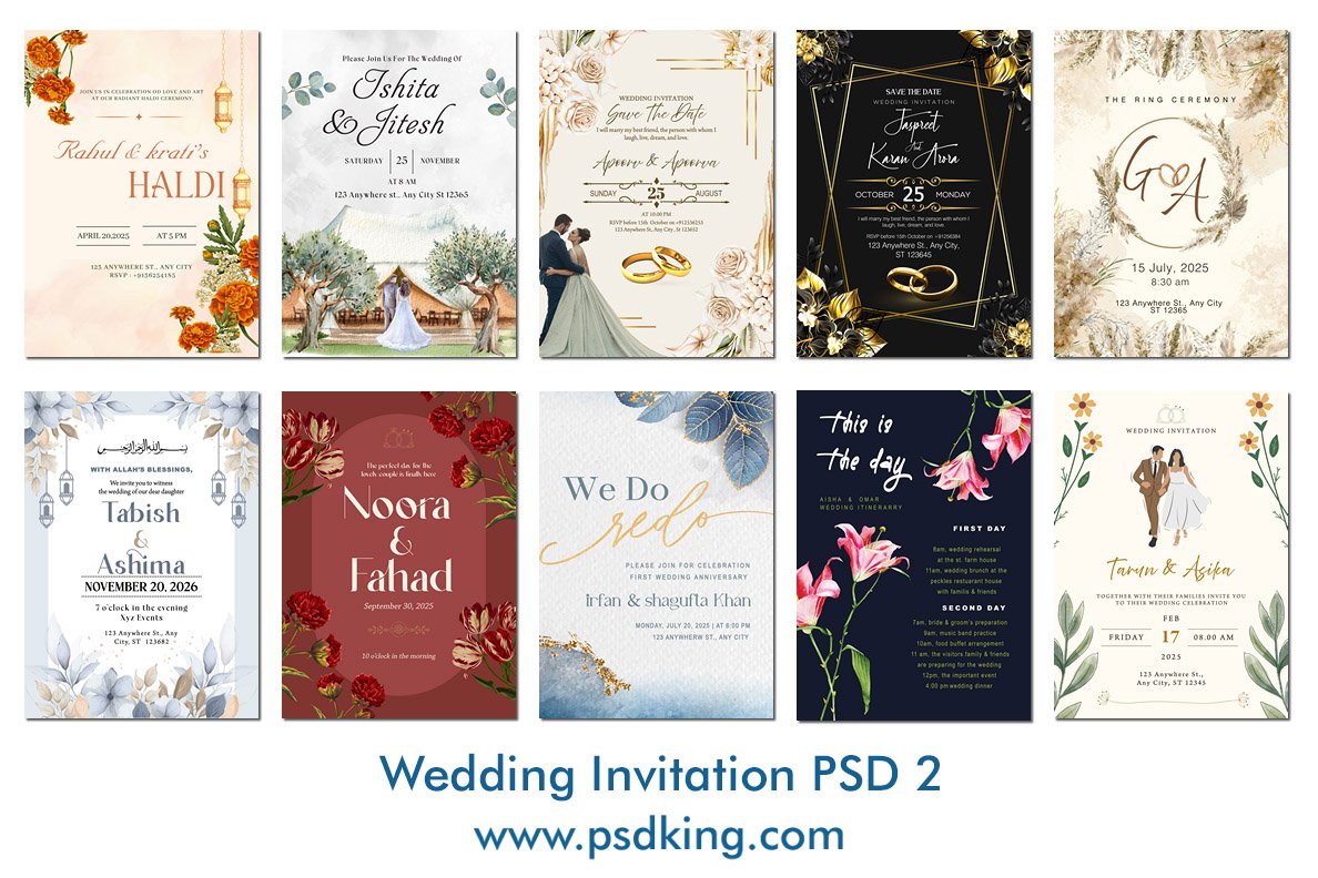 Wedding Invitation PSD Template