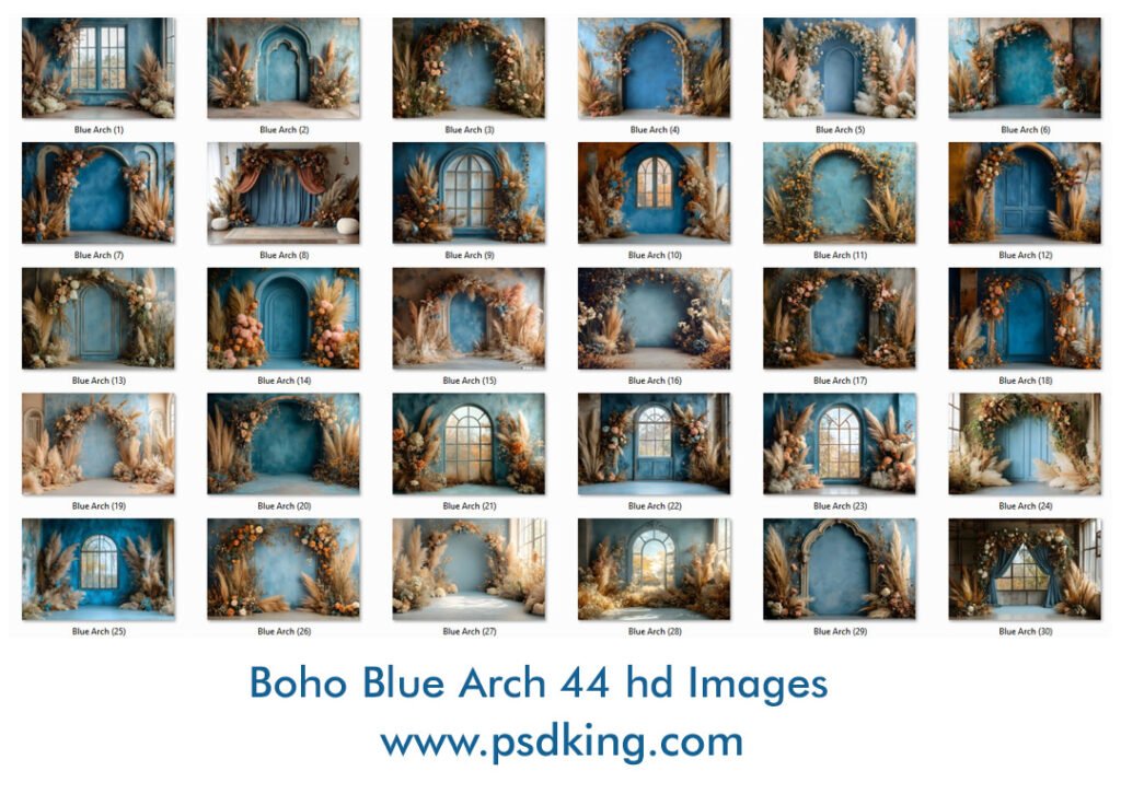 Boho Blue Arch Backdrop