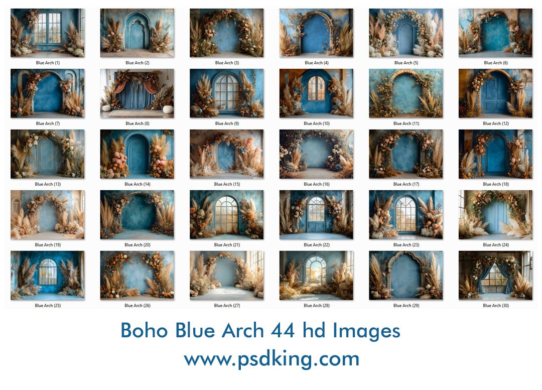 Boho Blue Arch Backdrop