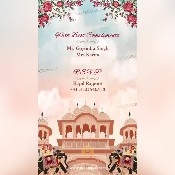 Rajasthani Theme Wedding Invitation EH-395 - Image 6