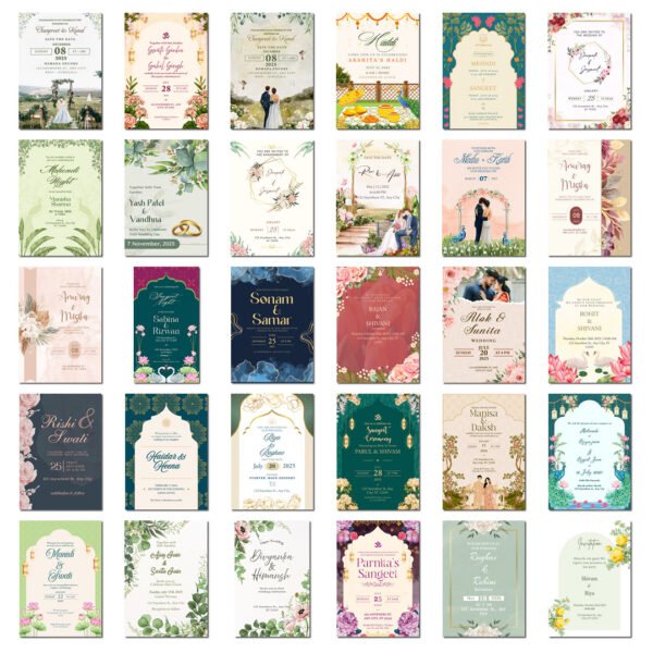 Wedding Invitation PSD 30-Card Template Pack 08 - Image 2