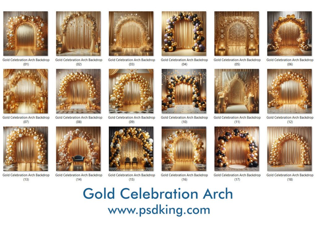 Gold Celebration Arch Backdrop