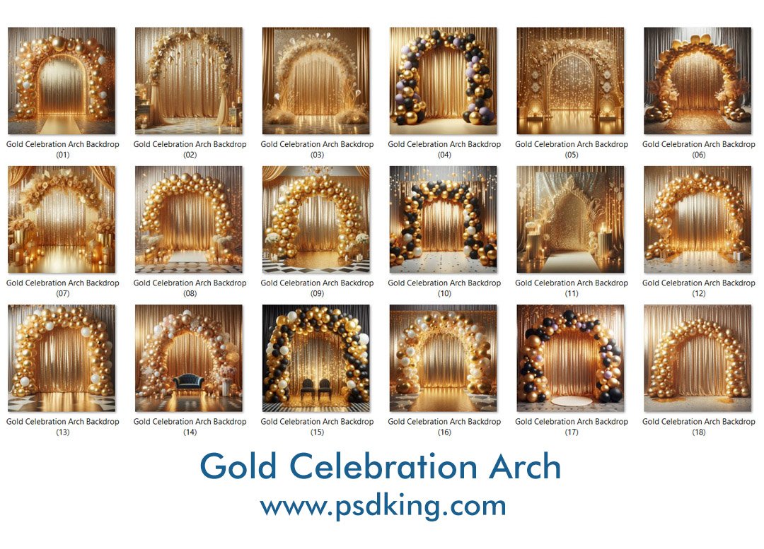 Gold Celebration Arch Backdrop
