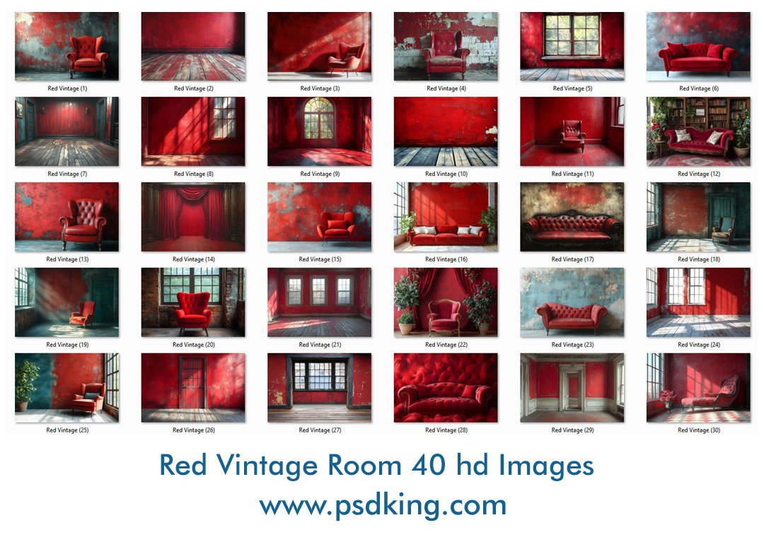 Red Vintage Room Backdrop